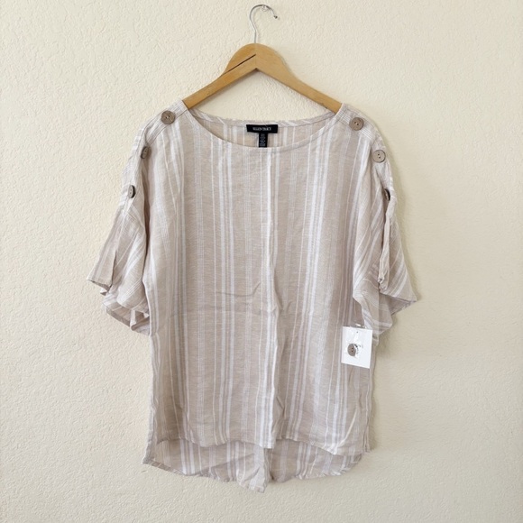 ELLEN TRACY Dolman Sleeve Linen Blend Top size M NWT - Picture 1 of 11